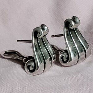 James Avery Retired Scroll Earrings, French Clip, Sterling Silver